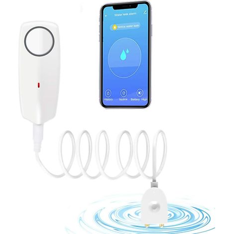 Detector de fugas de agua inalámbrico: alarma de inundación con sonido de 60 dB y notificación push en la aplicación Tuya Smart/Smart Life. (1/5)