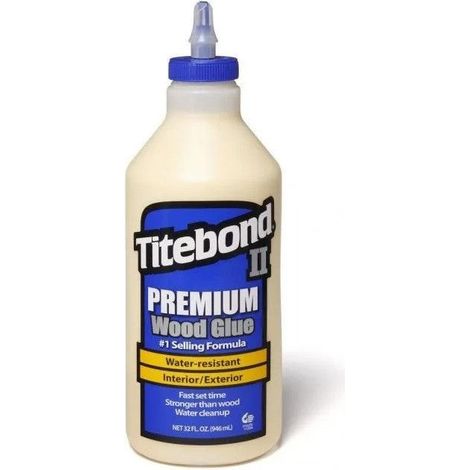 Colle à bois TITEBOND PREMIUM II 946 ml – Résistance à l'eau – Forte adhérence initiale – Séchage rapide – Pour menuiserie extérieure