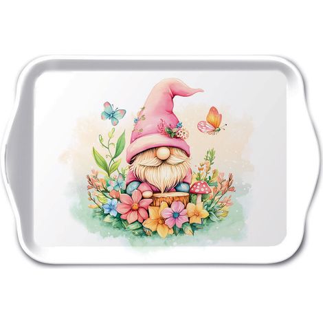Mini plateau gnome et fleurs enchantées 20,5 x 13,5 cm