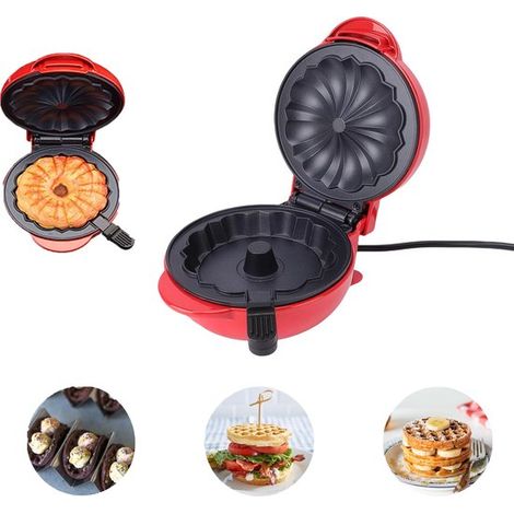 Appareil à gâteaux, gaufrier et crêpière, chauffage double face de 350 W, revêtement antiadhésif, avec voyants lumineux - prise standard européenne 230 V (1/5)