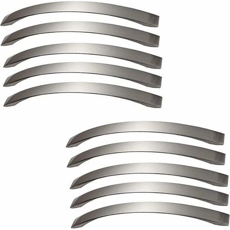 ZOLGINAH Set di 10 maniglie per mobili da cucina - Finitura cromata - Maniglie per ante in nichel spazzolato - Maniglie da cucina in acciaio inossidabile - Interasse fori 160 mm (1/5)