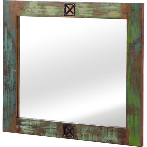 Spiegel Altholz 100x88x3 mehrfarbig lackiert NATURE OF SPIRIT 50 (1/3)