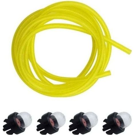pair D'amorce 4 Pièces Ampoule de Carburant Pompe Un Diamètre Intérieur 2,5 mm 5,5 mm de Diamètre Extérieur Durite de Carburant Jaune 1,5 m Accessoires de scie à Chaîne Universels (1/4)