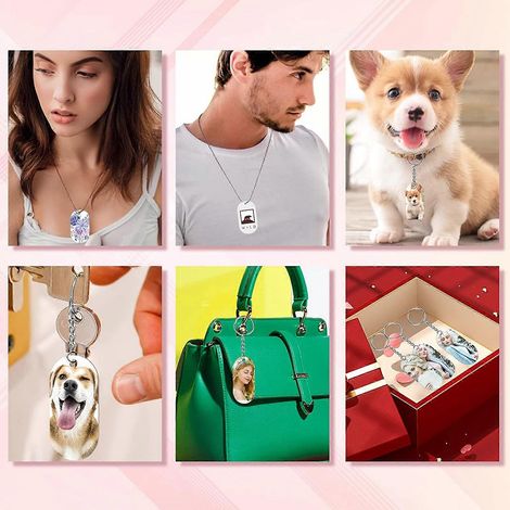 Ensemble de 51 supports vierges pour sublimation, avec pendentifs à transfert thermique pour étiquettes personnalisées pour animaux de compagnie (1/4)