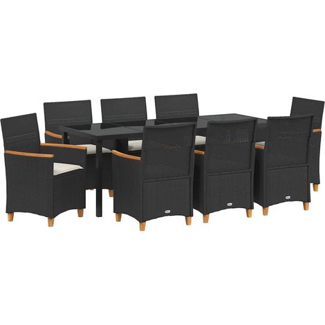 Maison Exclusive - Set da Pranzo per Giardino 9 pcs Nero polyrattan