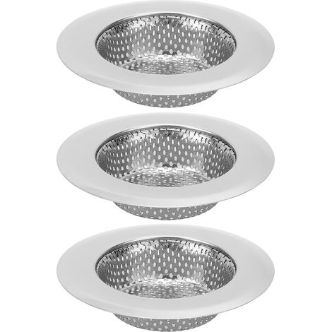 3 passoires de lavabo en acier inoxydable, filtre d'évier de cuisine, crépine de drainage portable, lot de 3 pièces, grande taille (1/5)