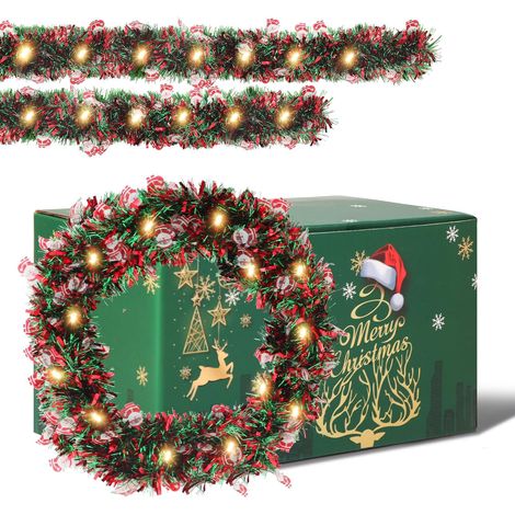 Guirlande Noel Sapin Artificiel 5m,Décorations de Noë, pour Escaliers Cheminées Portes, Decoration Noel Exterieur ou Interieur (Père Noël) (1/5)