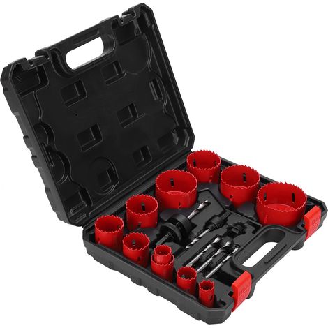GROOFOO 17Pcs Red High Speed Steel Bi-Metal Hole Saw Set Woodworking Hole Saw Cutter Drilling Tools (1/5)