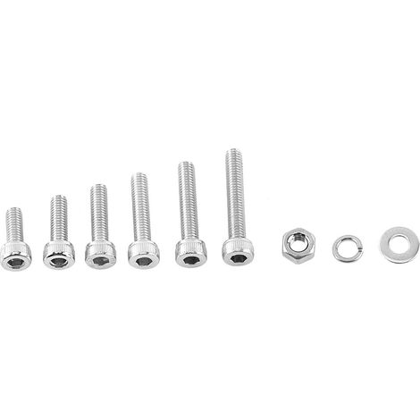 Vite a testa cilindrica con esagono incassato in acciaio inox 304 M3 con assortimento di dadi esagonali e rondelle (testa cilindrica).