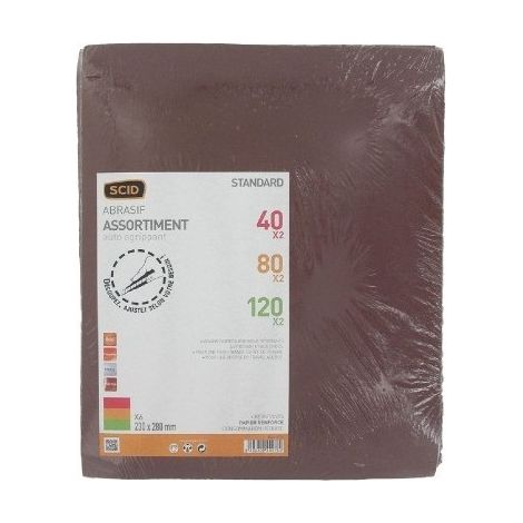 Carta abrasiva autoadesiva 230 x 280 mm 40 x 2 / 80 x 2 / 120 x 2 6