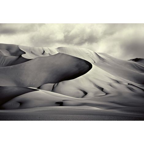 Papier peint panoramique gris désert | Tapisserie panoramique grise & blanche idéale salon | Papier peint panoramique paysage dune de sable - 384 X 260 cm (8 pièces) (1/2)