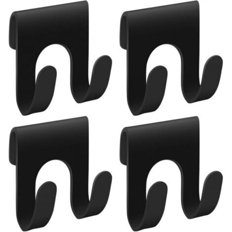 Lot de 4 crochets de douche noirs, support de rasoir pour douche, étagère en métal, crochets de support de douche, cintres de salle de bain,double crochet d'étagère de douche Shower Caddy Hook