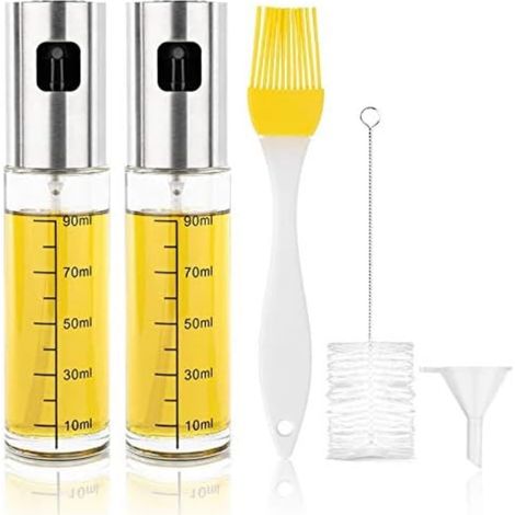 Olive oil, vinegar, soy sauce, and lemon juice spray bottle - Glass bottle with stainless steel cap for healthy cooking, deep frying, salads, barbecues, griddles, and camping. (1/5)