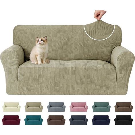 1 Housse Canapé 2 Places, Universelle, Protection Anti-Rayures, Polyester Élastique, Salon Animaux Enfants (1/5)