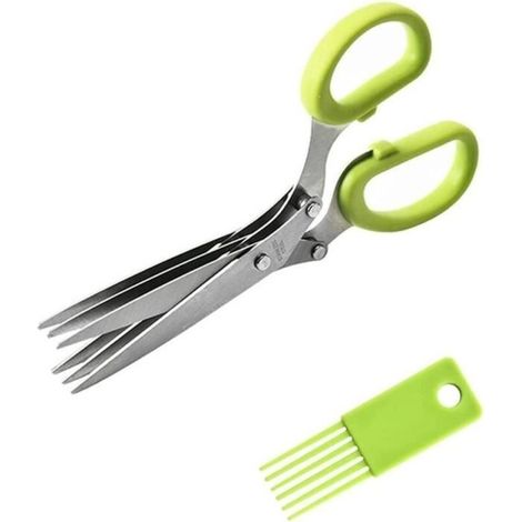1 Pair of Multifunctional Stainless Steel Kitchen Scissors with 5-3 Blades and a Lid for Cutting Herbs and Vegetables[433] (1/4)
