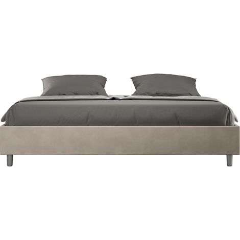 Letto Matrimoniale Extra Large Sommier 200x200 cm con Rete e Contenitore Azelia Sabbia (1/4)