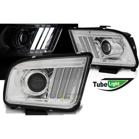 Paire de feux phares Ford Mustang 04-09 LED LTI chrome-27361382