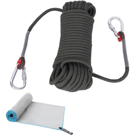 Amalan Outdoor Versatile Rope + Quick Drying Towel, D10 mm, Nylon Rope with 2 Carabiners, Load Weight 1200 kg, Rescue Rope, Mountaineering, Climbing, Camping (1/5)