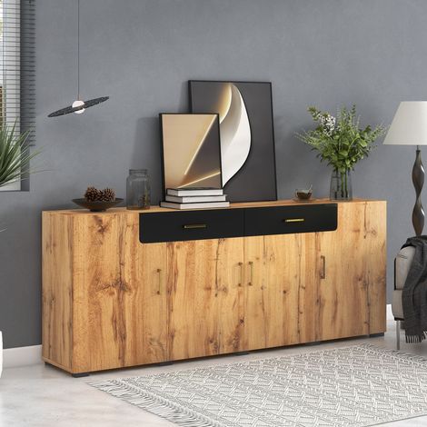 Buffet 210x40x80, 4 portes 2 tiroirs rangement pratique Buffet salle à manger (1/5)
