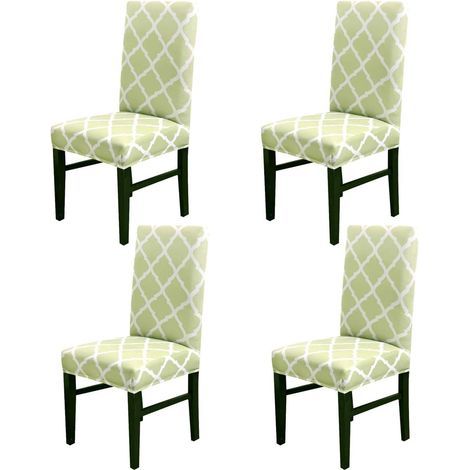 Lot de 4 ou 6 housses de chaise universelles extensibles pour salle à manger, mariage, banquet, fête (vert) (1/5)