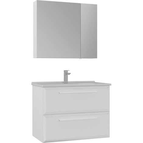 Waschtisch-Set mit Spiegel (2-teilig) "Nuvola 80 v2" – 80 x 50 x 62 cm – Weiß (1/3)