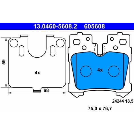 Kit de plaquettes de frein, frein à disque ATE 13.0460-5608.2 LEXUS 04466-0W010