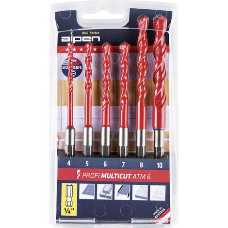 Alpen MultiCut 0000100802100 Acciaio Kit punte multiuso 6 parti 4 mm, 5 mm, 6 mm, 7 mm, 8 mm, 10 mm 1/4 (6.3 mm) 1 pz.