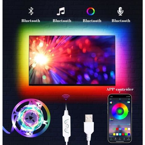 Ruban LED TV 4m - 5050 RGB - Application Bluetooth 2.4G - TV alimentée par USB - Pour écran PC moniteur HDTV-Ywey (1/4)