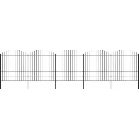vidaXL Clôture de jardin avec dessus en forme de lance en acier 838 x 200 cm Noir (1/5)