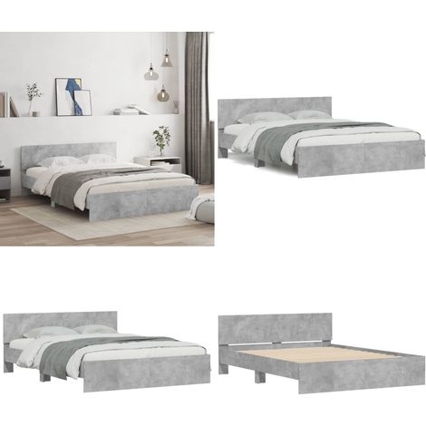 Cadre de lit sans matelas gris béton 140x190 cm - Cadre De Lit - Lit Double - Lit Gris - Lit Design - Literie - Home & Living