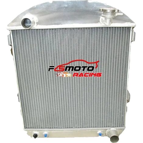 Radiador de aluminio, tamaño del núcleo 18"x18.5"x2.5", tamaño total 23.75"x22.5"x3", entrada superior 1.5", salida inferior 1.75", 3 filas (1/5)