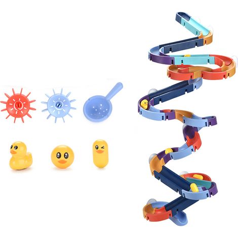 34 pièces Jouet de bain Divers accessoire de portail, circuit de billes à monter soi-même, jouet aquatique à ventouses, pour enfants de 2 à 6 ans (1/5)
