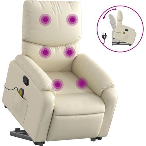 Chaise longue de massage ergonomique en simili cuir beige – dossier inclinable, repose-pieds réglable, confort maximal pour détente et relaxation (1/5)