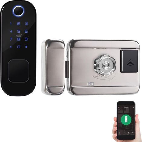 Serrure de porte Wifi anti-vol, serrure intelligente à empreintes digitales, serrure de sécurité, télécommande par application, convient pour une épaisseur de porte de 38 à 70 (1/5)
