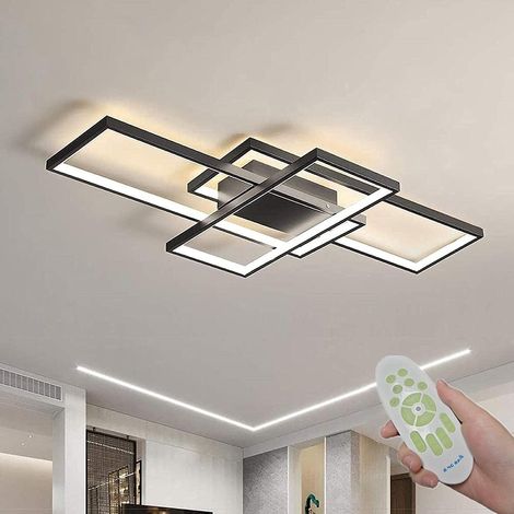 LED Ceiling Light, Ceiling Light 3000K-6000K, Modern Dimmable LED Ceiling Lamp with Remote Control, Suitable for Living Room, Kitchen, Bedroom, Balcony, Corridor (Black, 80 cm) (1/5)