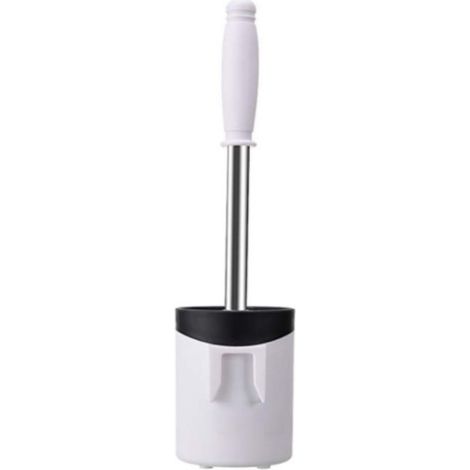 Brosse de nettoyage à manche long, brosse de décontamination à angle complet, brosse douce, ensemble ménager, brosse de nettoyage sans perçage, brosse de toilette (blanche)-AquaForge (1/3)