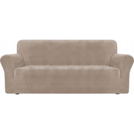 Bezug für 3-Sitzer-Sofa, elastischer Samt, TESS, hellbeige