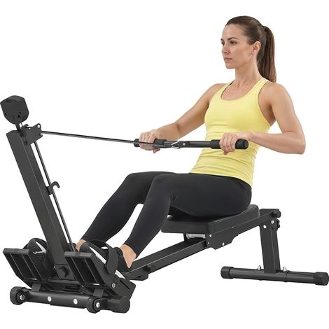 Rameur pliable avec écran LCD, siège rembourré, résistance élastique, capacité de 150 kg, idéal pour l'entraînement à domicile et le maintien de votre forme physique au quotidien (1/5)