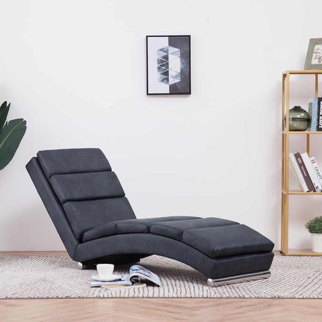 vidaXL Diván de piel de ante artificial gris (1/4)