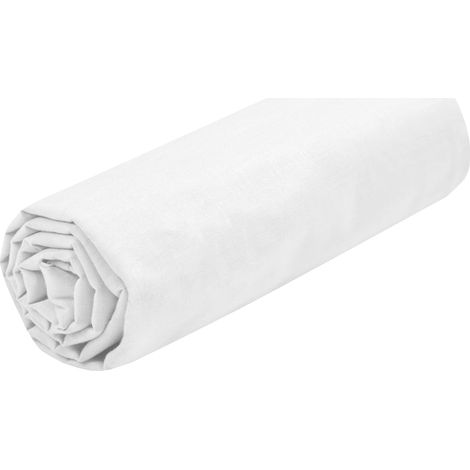 STOF - Drap Housse -Taille 180x200 cm Grand Bonnet 30 cm -100% Coton certifié Oeko-Tex - Couleur Blanc -Modèle Eden - Linge de Lit pour Maison - Doux et Confortable pour Nid Douillet (1/5)