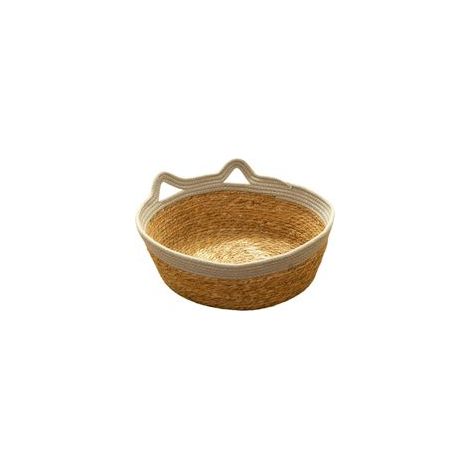 Eleganter, gewebter Katzenkorb aus Rattan für jede Jahreszeit, handgefertigt aus Naturrohr, bietet optimalen Komfort für Katzen – Crezuo