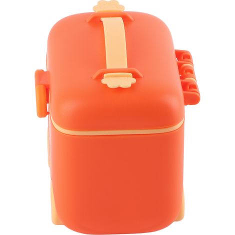 Récipient de lait en poudre de format voyage pour bébés, avec joint hermétique, résistant à l'humidité, distributeur portable avec poignée, rouge-orangé. (1/5)