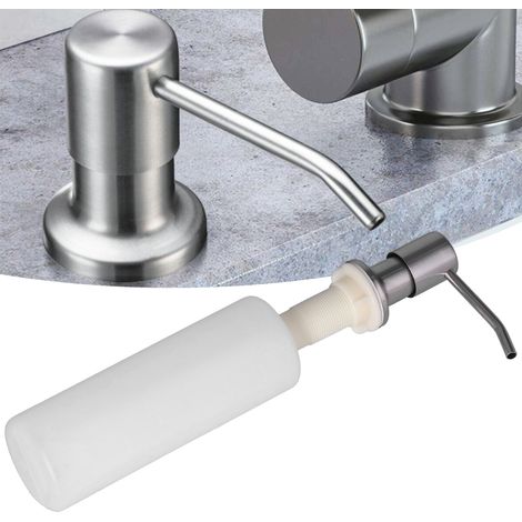 Seifenspender für die Küchenspüle mit Edelstahl-Druckkopf, 300-ml-Seifenflasche, tragbar und einfach zu installieren. (1/5)