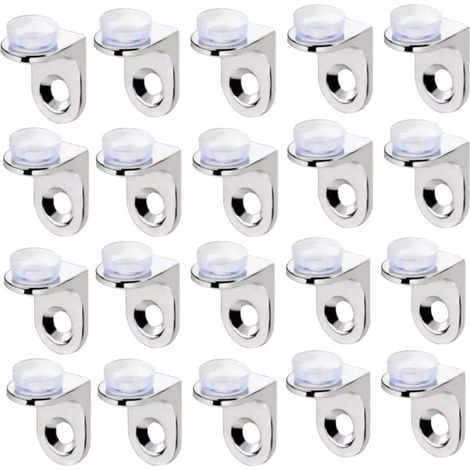 20 Pièces Support Etagere Verre, Alliage de Zinc Support Tablette Verre, Angle de Support D'étagère, Avec Ventouse Anti- rayures, Pour le Support des Etagères en verre (1/5)