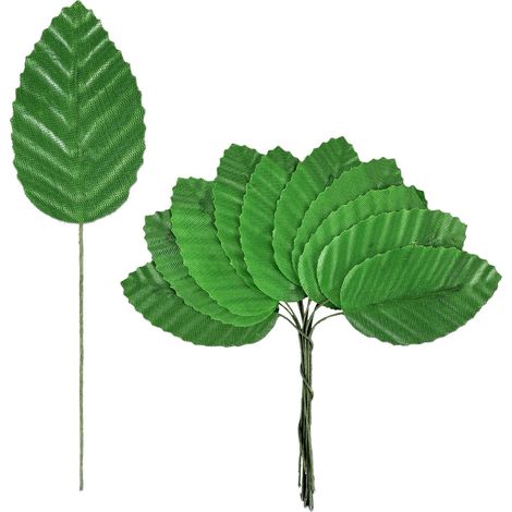 Lot de 200 feuilles vertes artificielles avec tiges pour décoration, arrangements floraux, guirlandes de mariage, décorations de verdure d'extérieur (vert) (1/5)