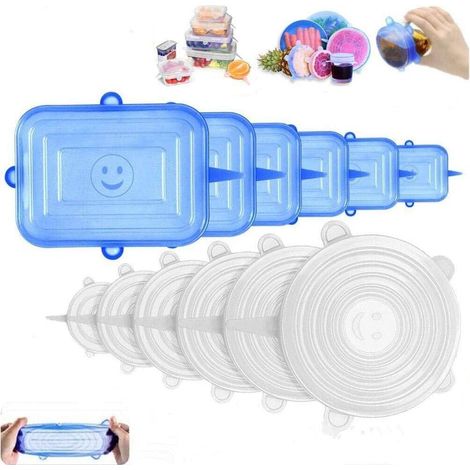 Lot de 12 couvercles en silicone, extensibles, hermétiques, réutilisables, pour bols, tasses, bocaux, micro-ondes (1/5)