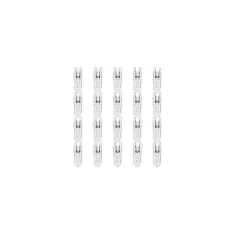20er-Pack G9-Halogenlampen, 25 W, dimmbar, klar, warmweiß (2800 K) für Kronleuchter, Pendelleuchten und Gartenbeleuchtung (1/5)