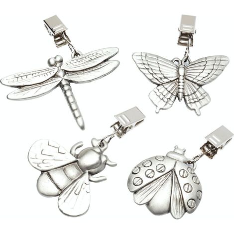 Cucina Craft Pesi per tovaglie, morsetti per tovaglie, design a insetti, grigio, 4 pezzi.