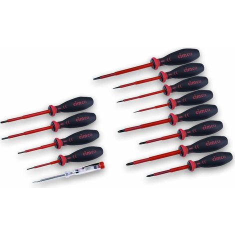 Cimco 117000 Estuche 13 destornilladores aislados negro y rojo
