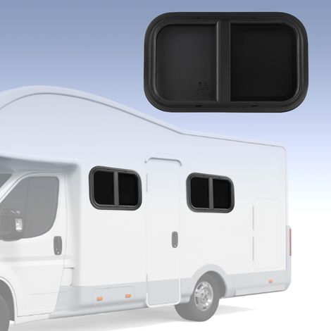 (T01) Schiebefenster aus Aluminiumlegierung 500 x 300 mm, abgerundete Ecken, wasserdicht, UV-beständig, mit Moskitonetz, geeignet für Wohnmobile, Freizeitfahrzeuge und Baumaschinen (TFC00166) (Sonderm (1/5)